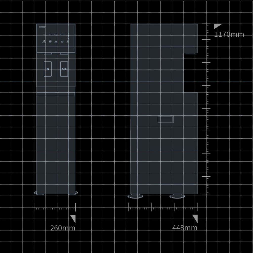 Coway Core Slim CHP-5731N dimensions diagram