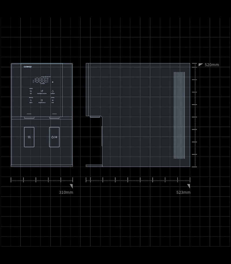 Coway Villaem 3 CHP-7320L dimensions diagram