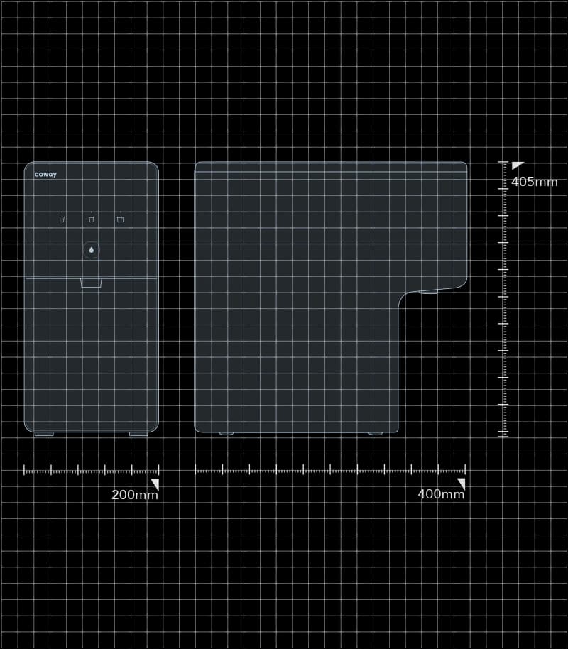 Coway Cinnamon P-6320R dimensions diagram